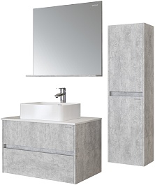 Grossman Мебель для ванной Эдванс 80 подвесная цемент светлый – фотография-3